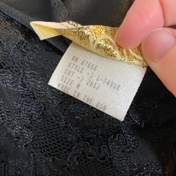 Vintage Cache Black Lace Spaghetti Strap Mini Bodycon Dress Size M - Picture 6 of 9